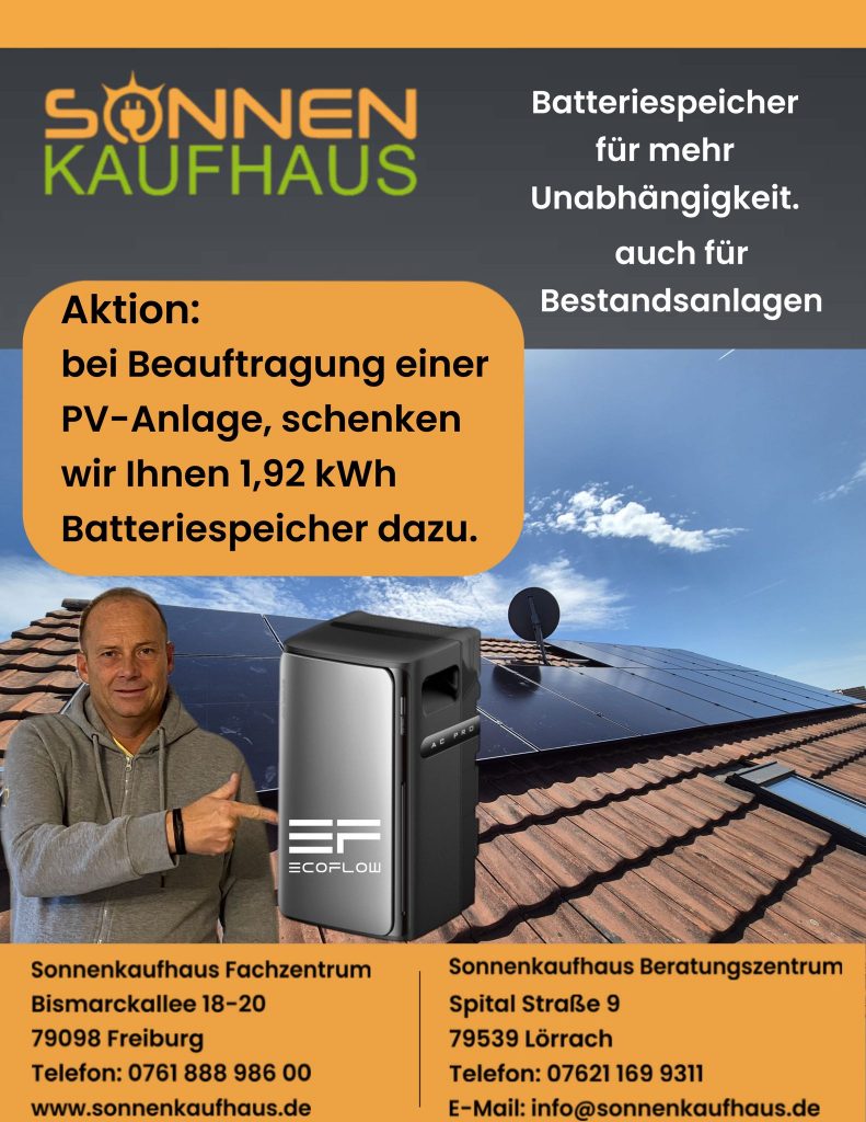 Photovoltaikanlage mit Batteriespeicher geschenkt für eine Solar oder Photovoltaikanlage in Emmendingen